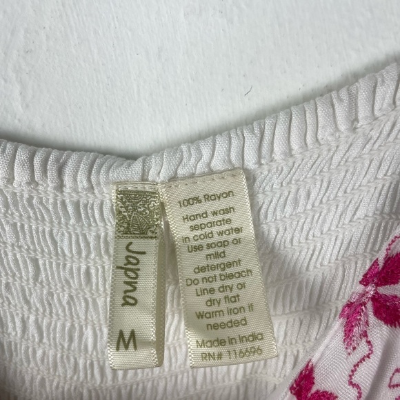 Japna White Mini Dress with Pink Embroidery Size Medium - Picture 8 of 12